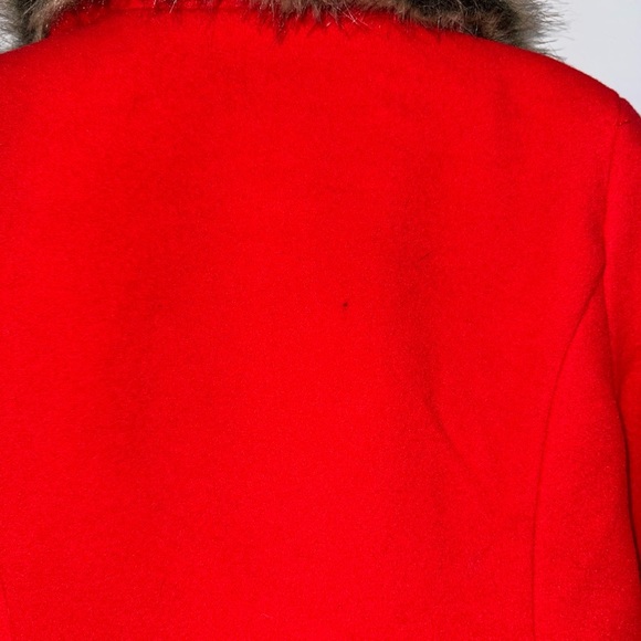 Red girls Jacket with Faux Fur Collar - Picture 5 of 5